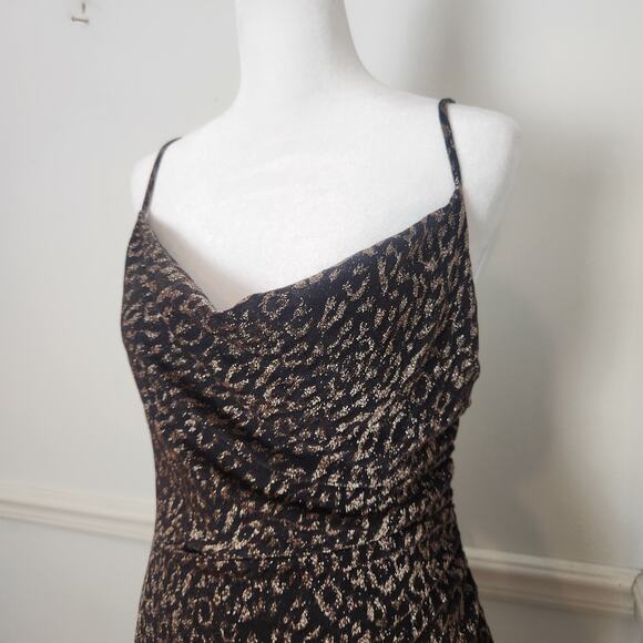 Laundry By Shelli Segal Dress Size 4 Women Slip Gold Leopard Sleeveless Fairy - Picture 3 of 11